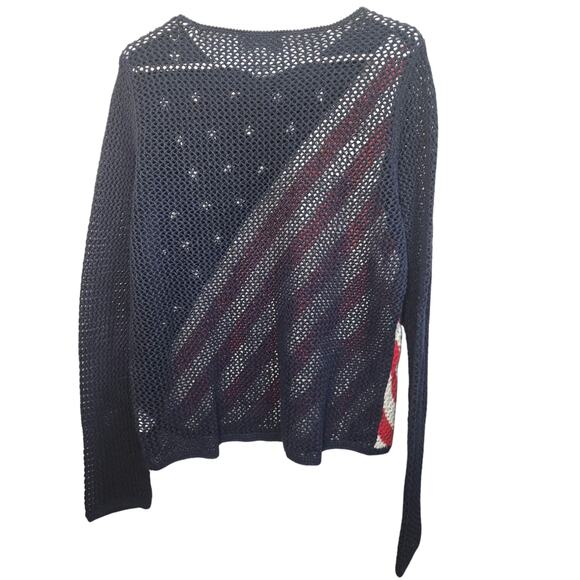 Norton Studio patriotic open knit pullover sweater size large - Picture 2 of 5